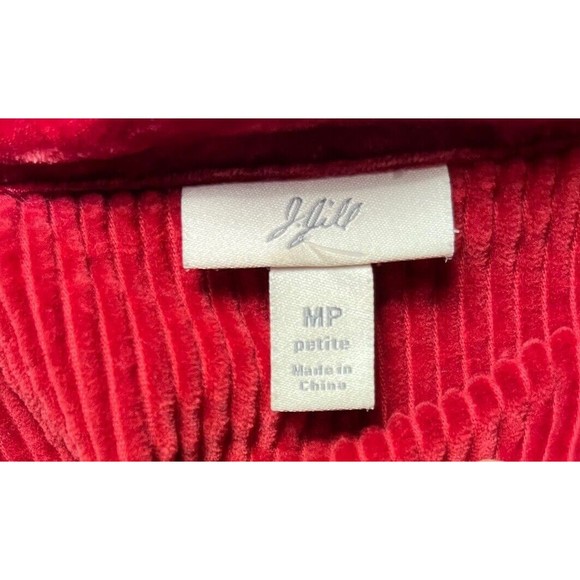J Jill Corduroy Jacket Red Sz MP Frontal Button Velvet Trim Slim Fit Jacket - Picture 3 of 10